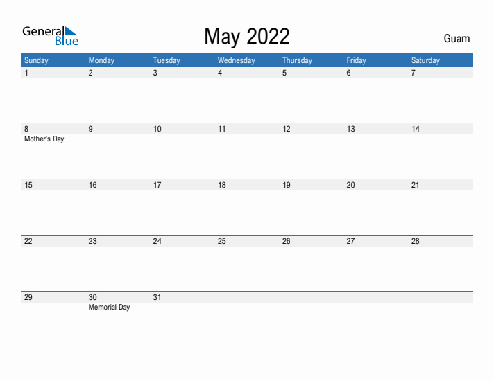 Fillable May 2022 Calendar