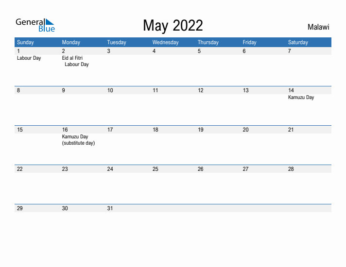 Fillable May 2022 Calendar