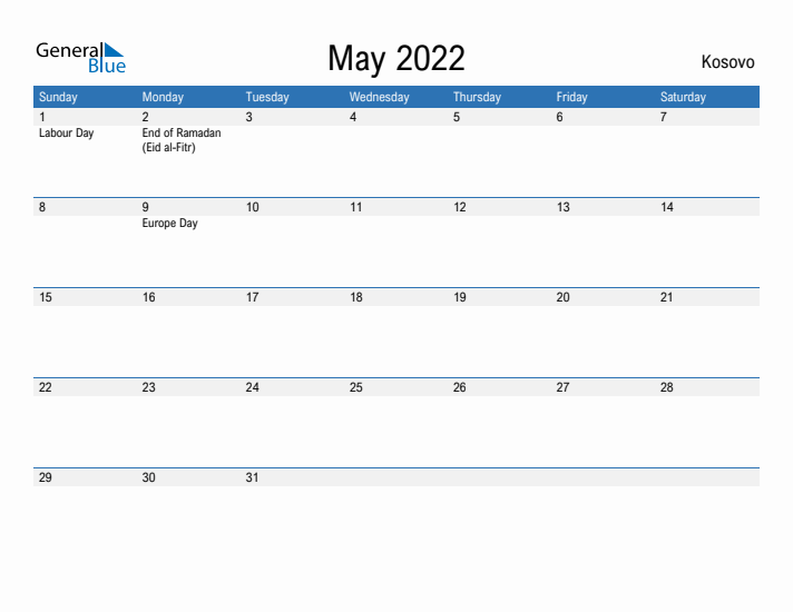 Fillable May 2022 Calendar