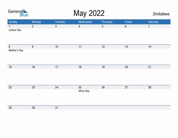 Fillable May 2022 Calendar