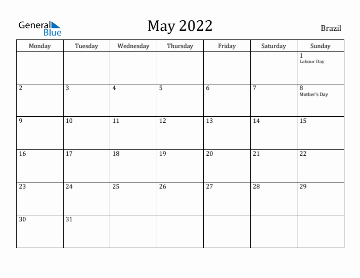 May 2022 Calendar Brazil