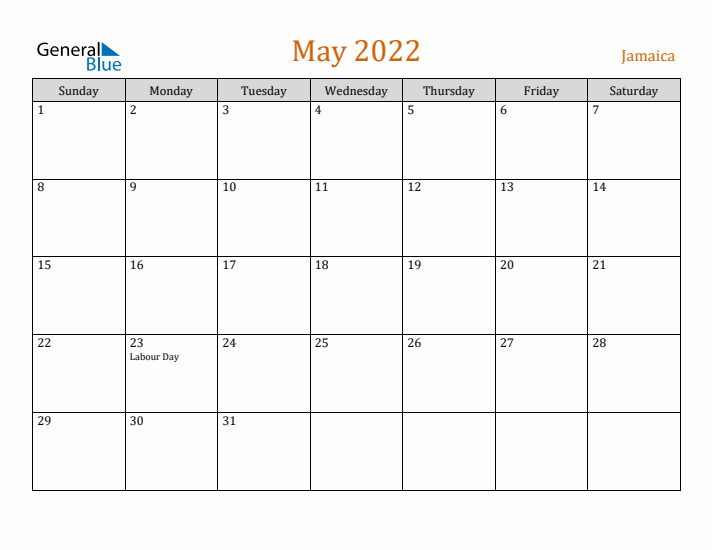 May 2022 Holiday Calendar with Sunday Start