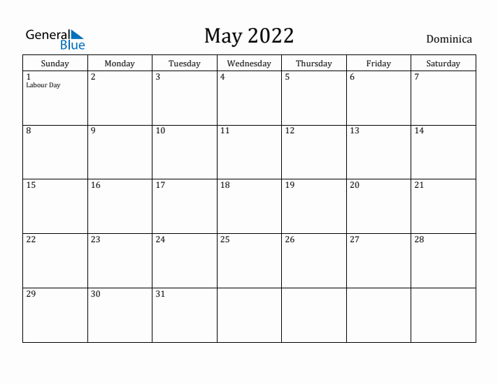 May 2022 Calendar Dominica