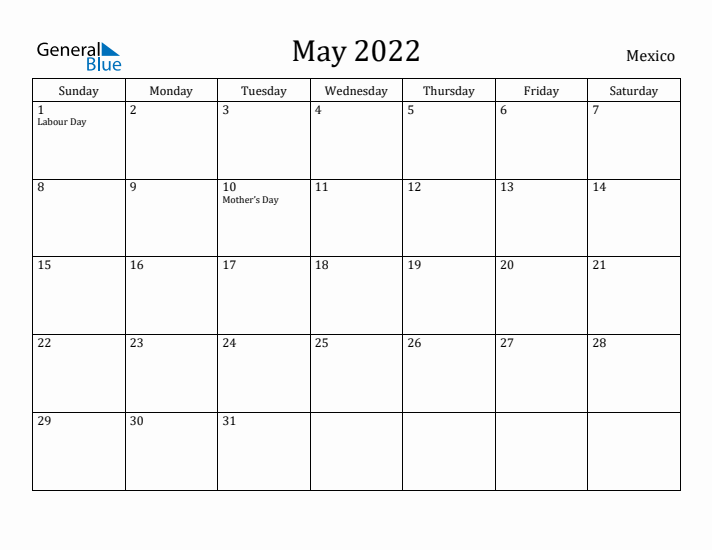 May 2022 Calendar Mexico