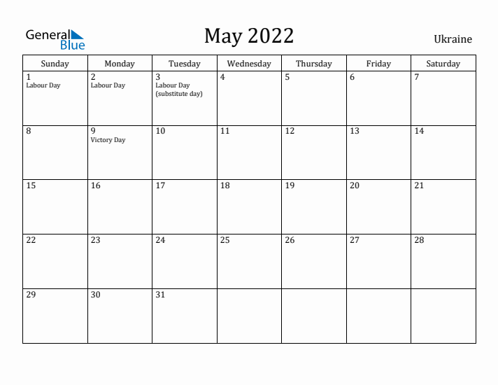 May 2022 Calendar Ukraine