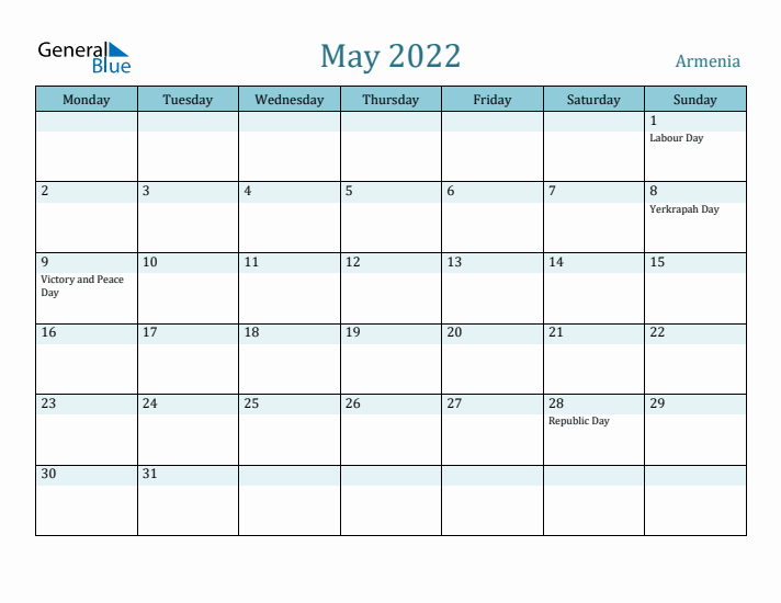 May 2022 Calendar with Holidays