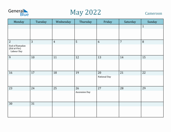 May 2022 Calendar with Holidays