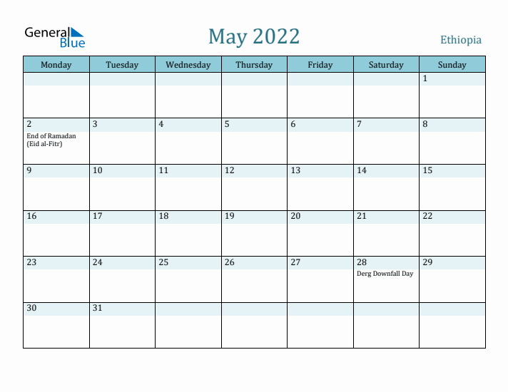 May 2022 Calendar with Holidays