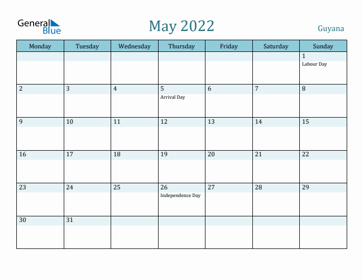 May 2022 Calendar with Holidays