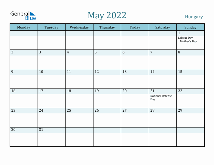 May 2022 Calendar with Holidays