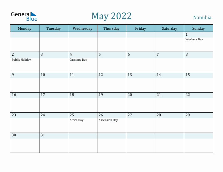 May 2022 Calendar with Holidays