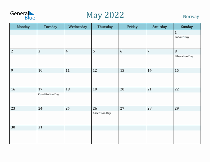 May 2022 Calendar with Holidays