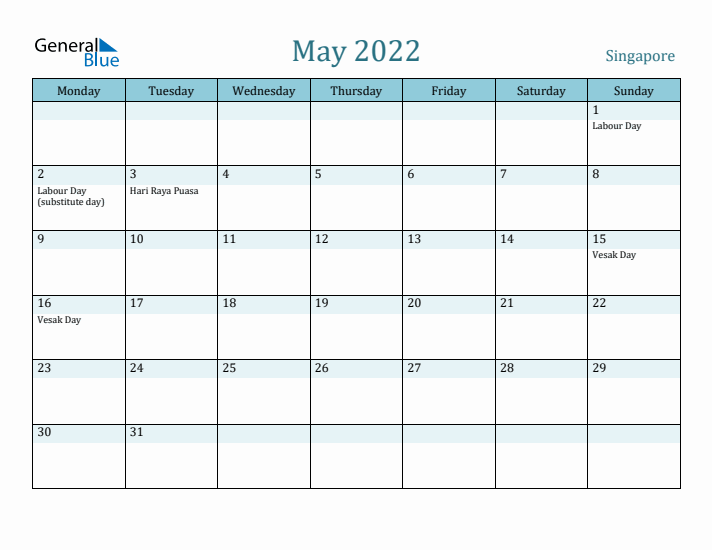 May 2022 Calendar with Holidays