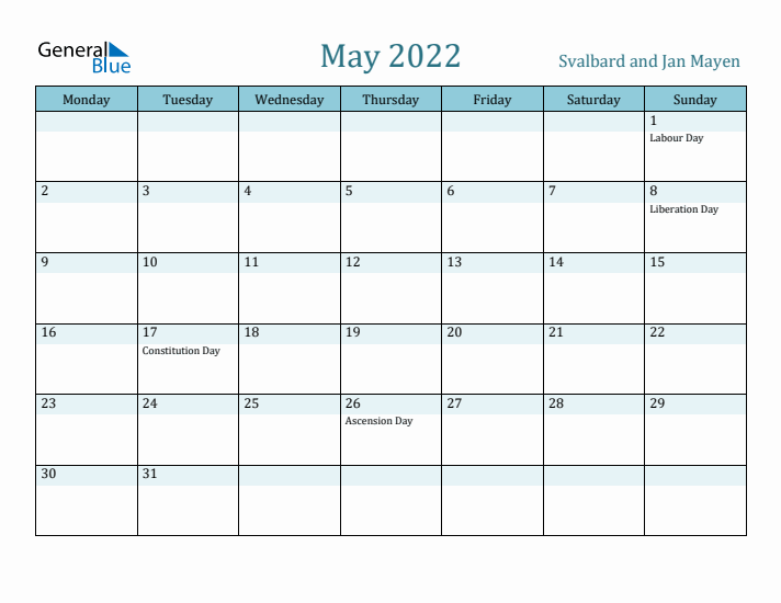 May 2022 Calendar with Holidays