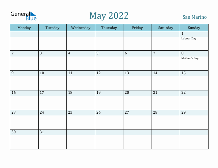 May 2022 Calendar with Holidays