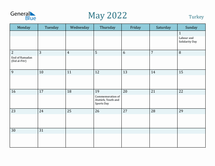 May 2022 Calendar with Holidays