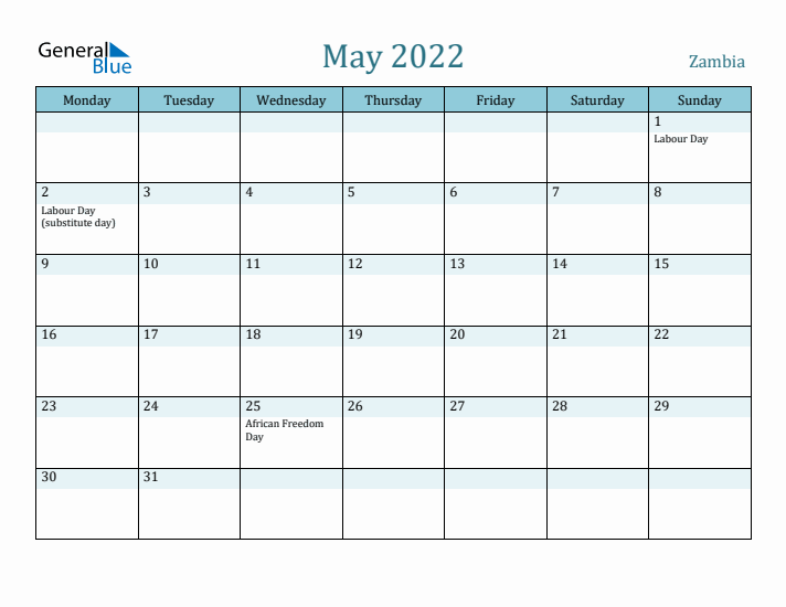 May 2022 Calendar with Holidays