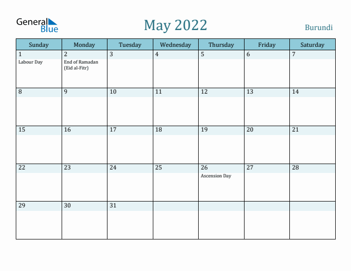 May 2022 Calendar with Holidays