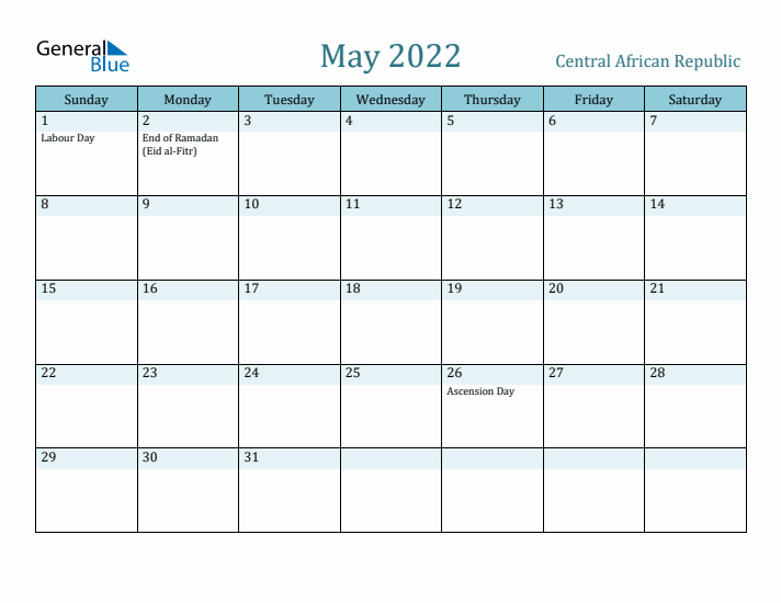 May 2022 Calendar with Holidays