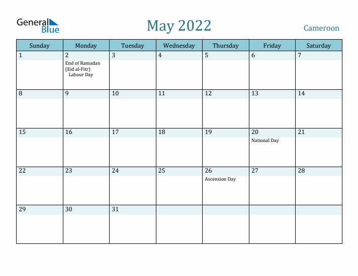 May 2022 Calendar with Holidays