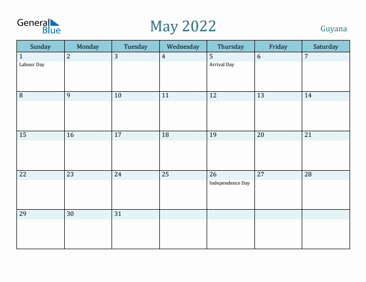 May 2022 Calendar with Holidays