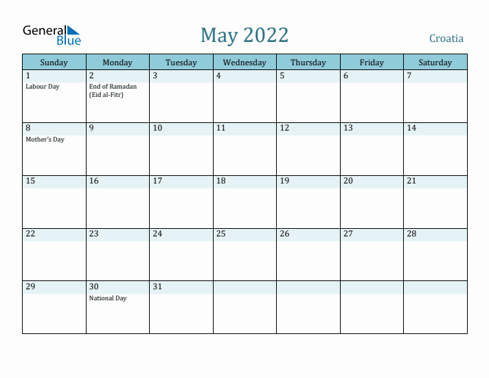 May 2022 Calendar with Holidays