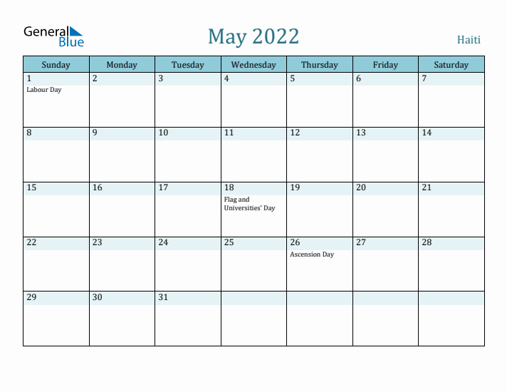 May 2022 Calendar with Holidays