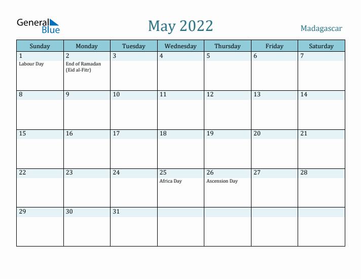 May 2022 Calendar with Holidays