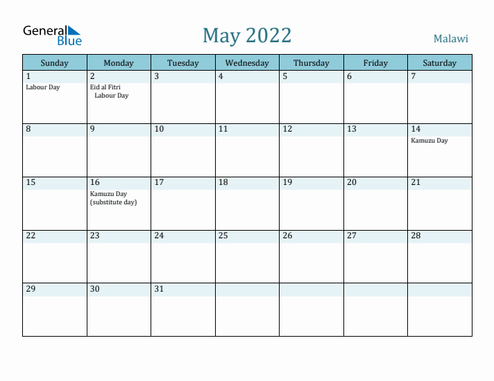 May 2022 Calendar with Holidays