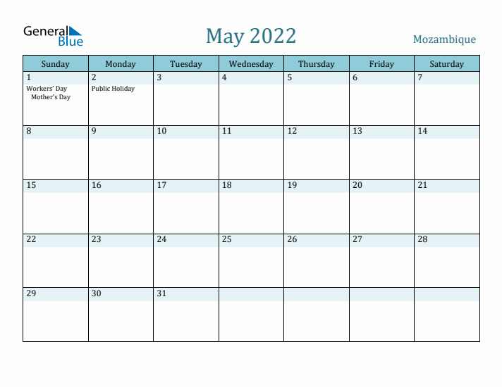 May 2022 Calendar with Holidays