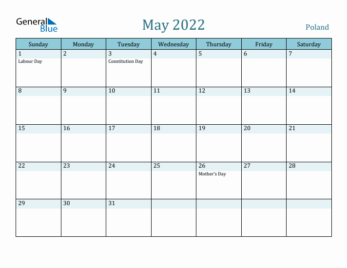 May 2022 Calendar with Holidays