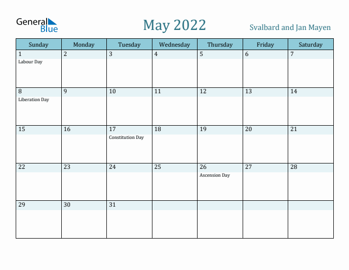 May 2022 Calendar with Holidays