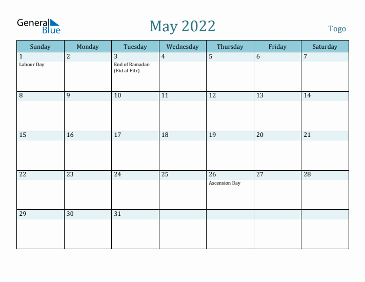 May 2022 Calendar with Holidays