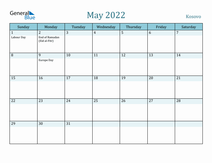 May 2022 Calendar with Holidays