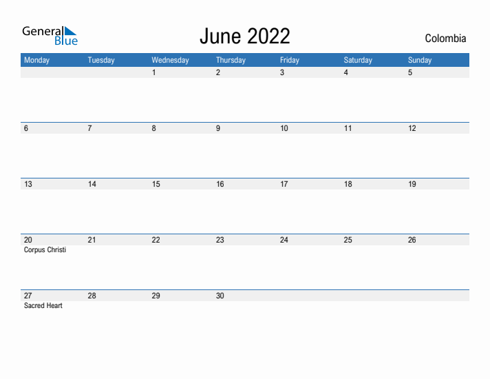 Fillable June 2022 Calendar