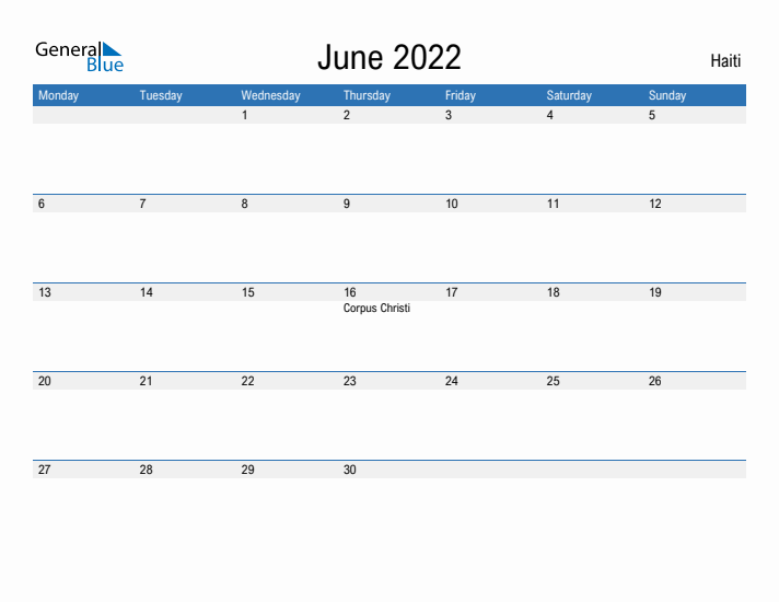 Fillable June 2022 Calendar