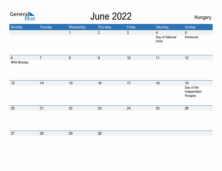 Fillable June 2022 Calendar