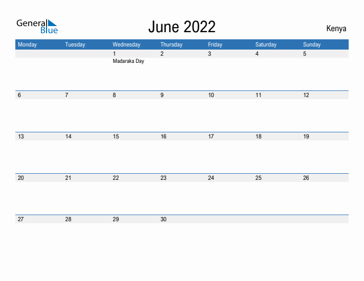 Fillable June 2022 Calendar