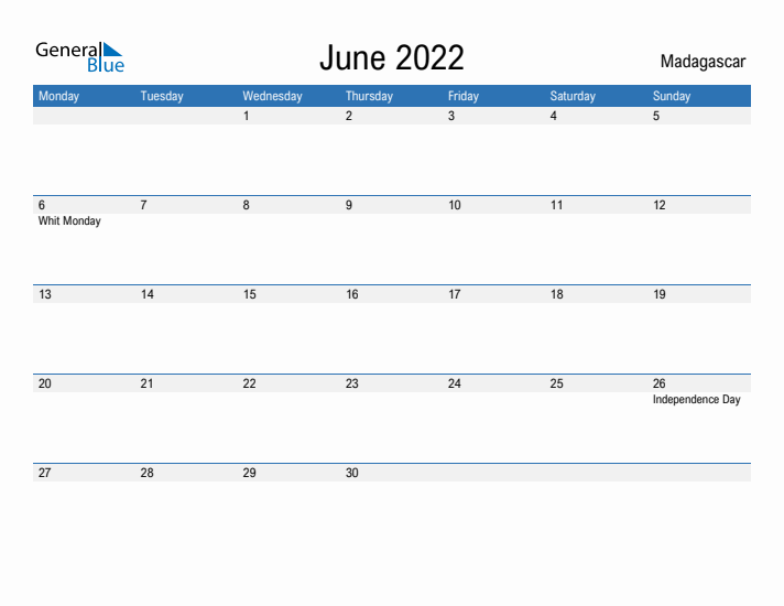 Fillable June 2022 Calendar