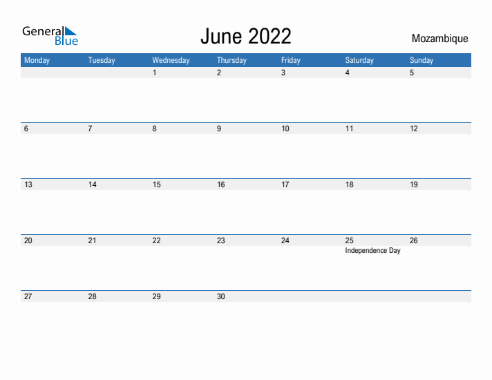 Fillable June 2022 Calendar