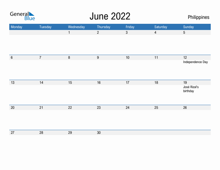 Fillable June 2022 Calendar