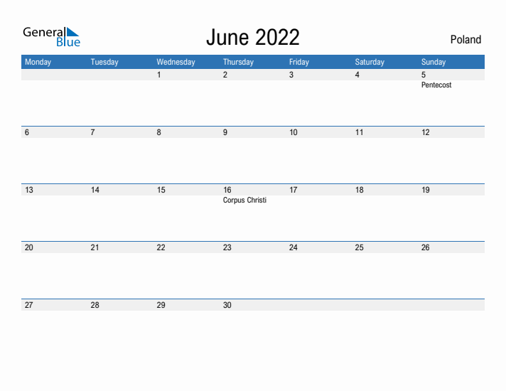 Fillable June 2022 Calendar