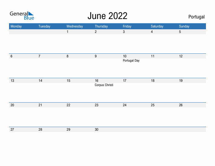 Fillable June 2022 Calendar