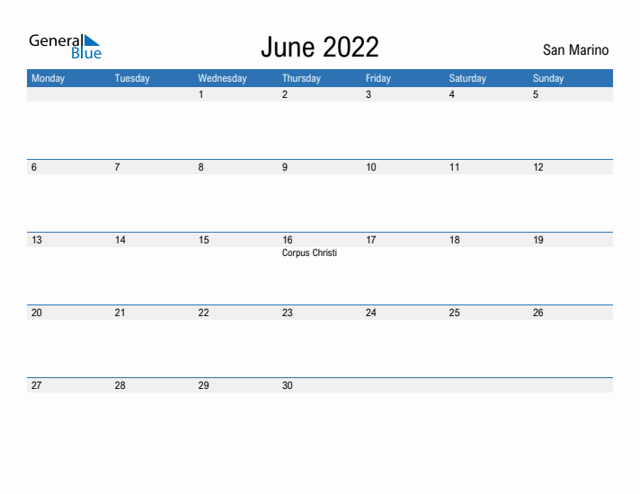 Fillable June 2022 Calendar