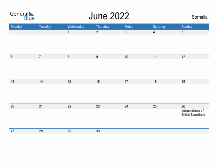 Fillable June 2022 Calendar