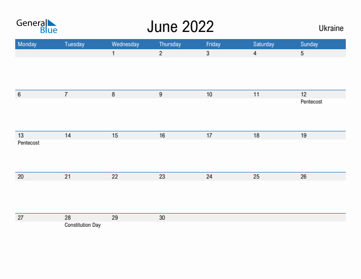 Fillable June 2022 Calendar