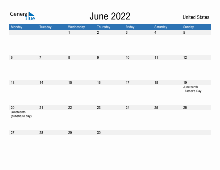 Fillable June 2022 Calendar