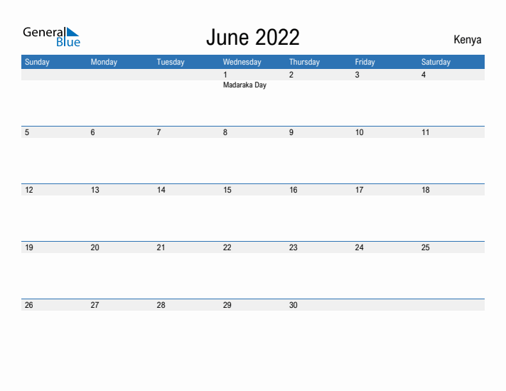 Fillable June 2022 Calendar