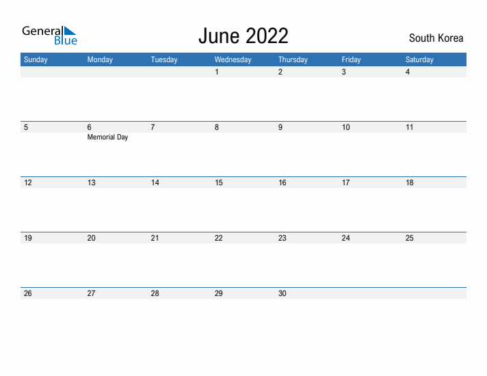 Fillable June 2022 Calendar