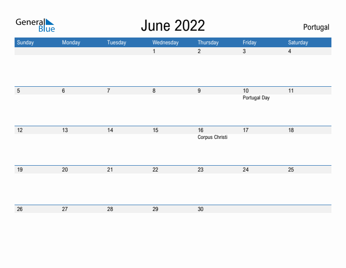 Fillable June 2022 Calendar